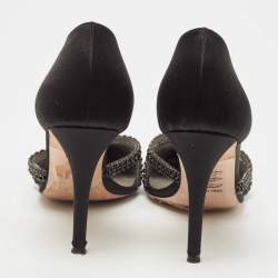 مملوكة مسبقًا Gina Black Satin Crystal Embellished D'orsay Pointed Toe Pumps Size 38