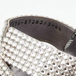 Pre Owned Gina Silver Crystal Embellished Leather Dakota Sandals Size 37.5
