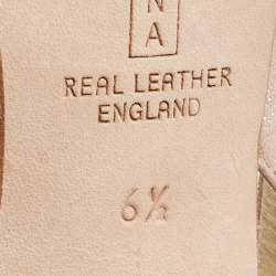 Pre Owned Gina Pink Texture Suede Crystal Slingback Sandals Size 39