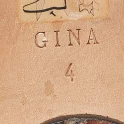 Pre Owned Gina Silver/Black Crystal Embellished Satin Flat Mules Size 37