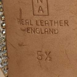 مملوكة مسبقًا Gina Beige Crystal Embellished Satin Slingback Sandals Size 38.5