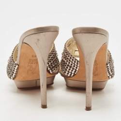 Gina  metallic Bronze Leather Crystal Embellished Sandals Size 39.5