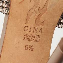 Gina  metallic Bronze Leather Crystal Embellished Sandals Size 39.5