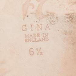 مملوكة مسبقًا Gina Silver/Grey Crystal Embellished Leather Loren Flat Slides Size 39.5