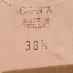 Pre Owned Gina Olive Green Croc Embossed Leather Crystal Embellished Loren Slide Sandals Size 38.5