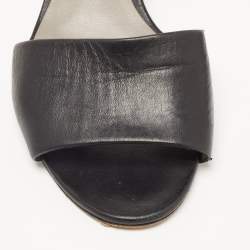 Gina Black Leather Crystal Embellished Heel Slides Size 40