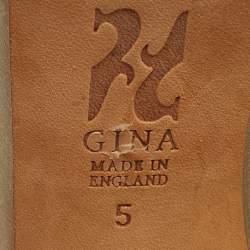 Pre Owned Gina Gold Satin Crystal Embellished Platform Pumps Size 38