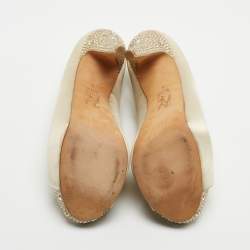 Pre Owned Gina Gold Satin Crystal Embellished Platform Pumps Size 38