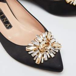 Pre Owned حذاء  فلات باليه جينا ساتان زخرفة كريستال أحمر مقاس 37.5