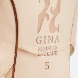 Pre Owned Gina Beige Leather Embellished Slingback Sandals Size 38