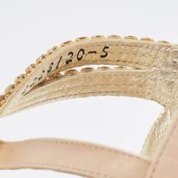 Pre Owned Gina Beige Leather Embellished Slingback Sandals Size 38