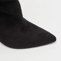 Gina Black Suede Mid Calf Pointed Toe Booties Size 36.5