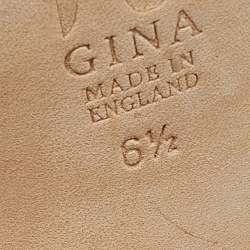 Pre Owned Gina Metallic Beige Crystal Embellished Satin Peep Toe Platform Pumps Size 39.5