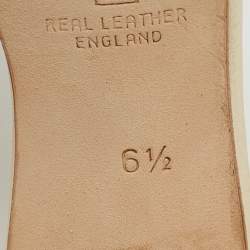 مملوكة مسبقًا Gina Gold Crystal Embellished Leather Knotted Slide Sandals Size 39.5