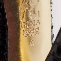 Pre Owned Gina Black Python Leather Slingback Pumps Size 37