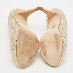 مملوكة مسبقًا Gina Gold Satin Crystal Embellished Pumps 36.5