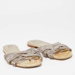 مملوكة مسبقًا Gina Green Patent Embellished Flat Slides Size 39.5