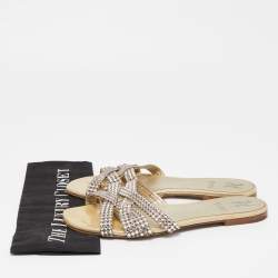 مملوكة مسبقًا Gina Green Patent Embellished Flat Slides Size 39.5