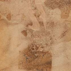 Pre Owned Gina Silver Crystal Embellished Leather Flat Slides Size 36.5