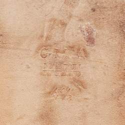 Pre Owned Gina Pink/Orange Crystal Embellished Leather Flat Slides Size 37.5