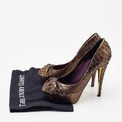 Gina Metallic Brown Python Elle Platform Pumps Size 39.5