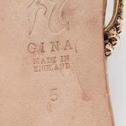 Gina Brown Croc Embossed Patent Leather Crystal Embellished Slides Sandals Size 38