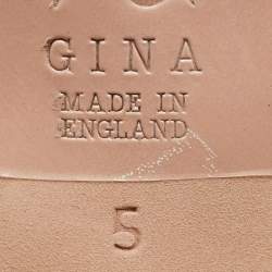 Pre Owned Gina Grey Patent Leather Crystal Embellished Slide Sandals Size 38