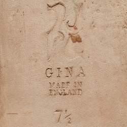 مملوكة مسبقًا Gina Silver/Pink Crystal Embellished Leather Flat Slides Size 40.5