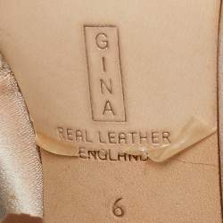 Pre Owned Gina Beige Satin Crystal Embellished Thong Sandals Size 39