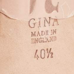 Pre Owned Gina Cream/Grey Croc Embossed Leather Crystal Embellished Slide Sandals Size 40.5 