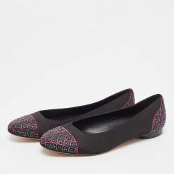 Gina Black Satin Crystal Embellished Ballet Flats Size 42