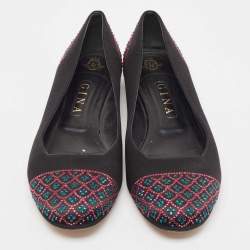 Gina Black Satin Crystal Embellished Ballet Flats Size 42
