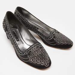 Gina Black Satin Crystal Embellished Ballet Flats Size 41