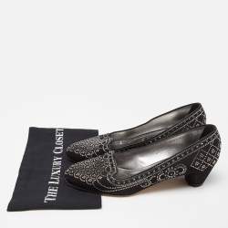 Gina Black Satin Crystal Embellished Ballet Flats Size 41