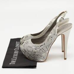Gina Grey Satin Embellished Slingback Platform Sandals Size 39.5