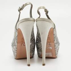 Gina Grey Satin Embellished Slingback Platform Sandals Size 39.5