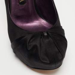 Gina Black Satin Claire Platform Pumps Size 37.5