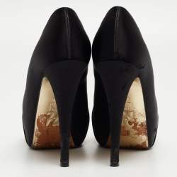 Gina Black Satin Claire Platform Pumps Size 37.5