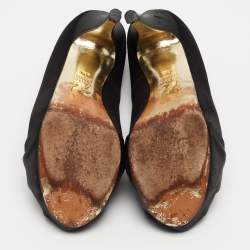 Gina Black Satin Claire Platform Pumps Size 37.5