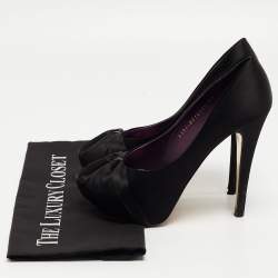 Gina Black Satin Claire Platform Pumps Size 37.5