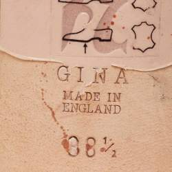 مملوكة مسبقًا Gina Pink/Yellow Crystal Embellished Leather Slide Sandals Size 38.5