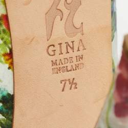 Gina Multicolor Python Embossed Leather Peep Toe Slingback Pumps Size  40.5