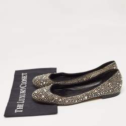 Gina Black/Metallic Crystal Embellished Satin Ballet Flats Size 40.5