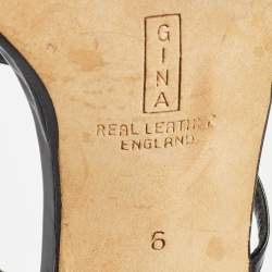 Pre Owned Gina Black Patent Leather Thong Slide Sandals Size 39