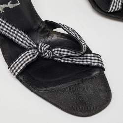 Gina White/Black Fabric Knotted Slide Sandals Size 39