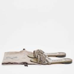 Gina Green Patent Crystal Embellished Flat Slides Size 37