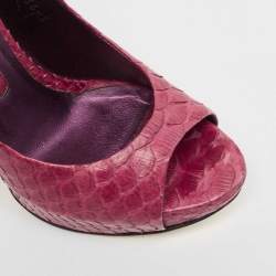 Gina Purple Python Open Toe Platform Pumps Size 38