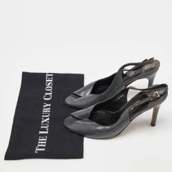 Gina Grey Leather Open Toe Slingback Sandals Size 37.5