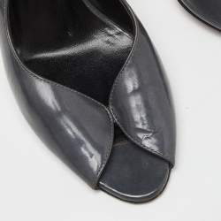 Gina Grey Leather Open Toe Slingback Sandals Size 37.5
