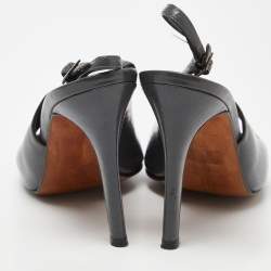 Gina Grey Leather Open Toe Slingback Sandals Size 37.5